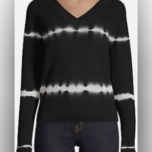 NWOT Sew In Love Plus Size Black V Neck Long Sleeve White Stripe Sweater - 3XL